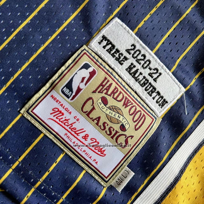 Maglia Indiana Pacers Tyrese Haliburton No 0 Mitchell & Ness 2020-21 Blu